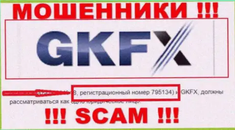 Номер регистрации мошенников internet сети компании GKFX ECN - 795134