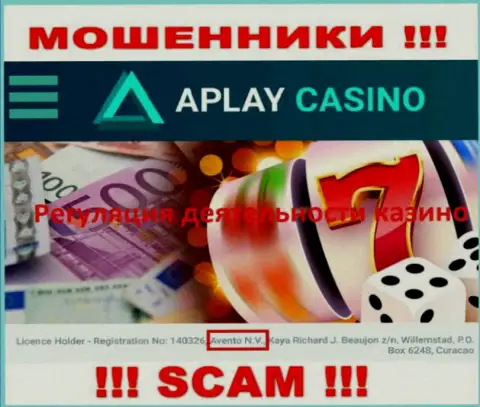 Оффшорный регулятор: Avento N.V., только помогает ворюгам APlay Casino лишать лохов денег