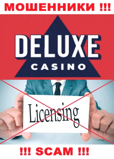 Отсутствие лицензионного документа у компании Deluxe Casino, лишь подтверждает, что это мошенники
