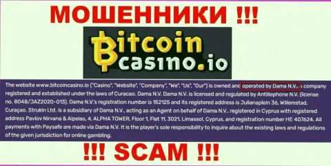Компания Bitcoin Casino находится под руководством организации Dama N.V.