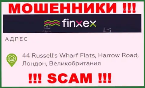 Finxex - это МОШЕННИКИ !!! Спрятались в офшоре по адресу - 44 Расселс Вхарф Флатс, Харроу-роуд, Лондон, Великобритания
