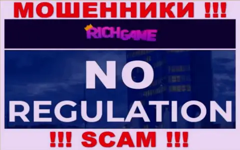 У организации RichGame, на сайте, не показаны ни регулятор их работы, ни лицензия