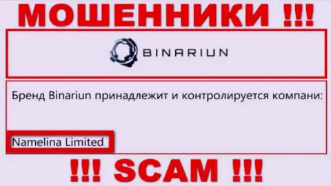 Вы не сможете сохранить свои денежные средства работая с конторой Binariun Net, даже в том случае если у них имеется юридическое лицо Namelina Limited