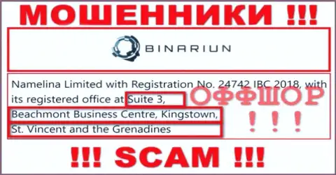 Связываться с компанией Binariun не советуем - их оффшорный адрес - Suite 3, Beachmont Business Centre, Kingstown, St. Vincent and the Grenadines (информация с их интернет-площадки)