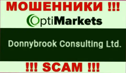 Мошенники OptiMarket Co сообщили, что именно Donnybrook Consulting Ltd управляет их лохотронном