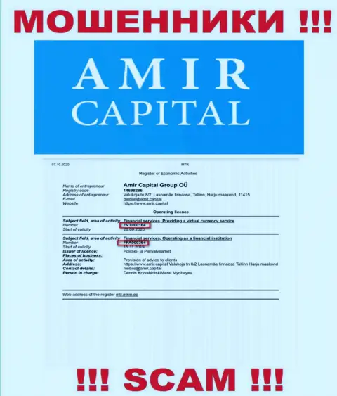 Amir Capital показывают на онлайн-ресурсе номер лицензии, несмотря на этот факт умело лишают денег наивных людей