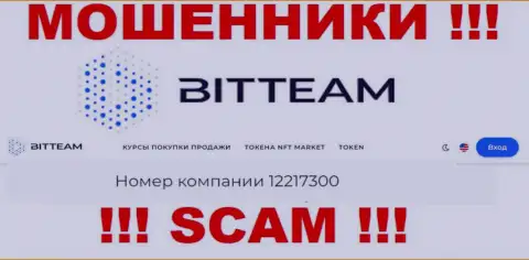 Номер регистрации, который присвоен организации BitTeam Group LTD - 12217300