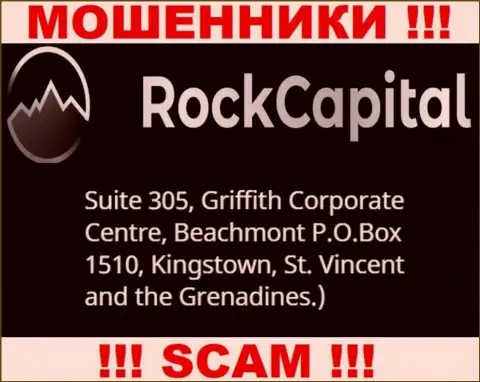 За грабеж доверчивых клиентов internet жуликам Рок Капитал точно ничего не будет, поскольку они спрятались в оффшорной зоне: Suite 305 Griffith Corporate Centre, Kingstown, P.O. Box 1510 Beachmout Kingstown, St. Vincent and the Grenadines