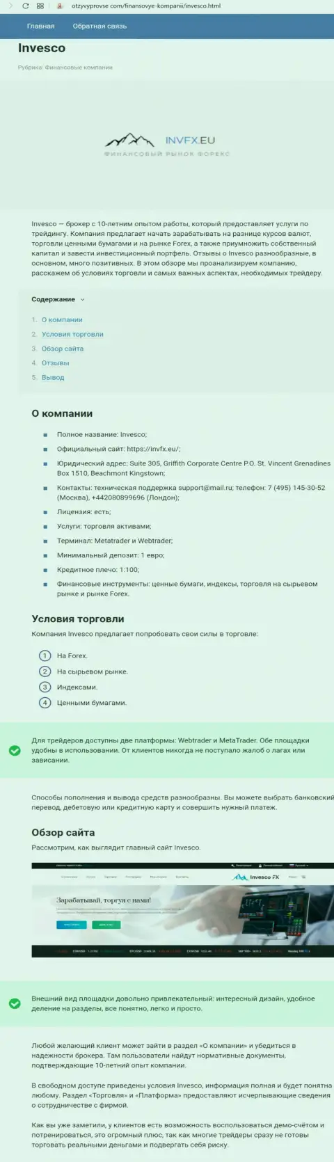 Детальная информация о ФОРЕКС дилинговом центре ИНВФХ на страницах сайта OtzyvyProVse Com
