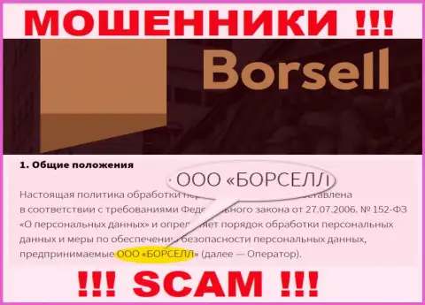 Мошенники Борселл Ру принадлежат юр лицу - ООО БОРСЕЛЛ