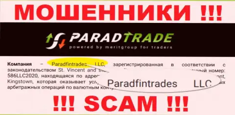 Юр лицо internet-мошенников ПарадТрейд Ком - Paradfintrades LLC