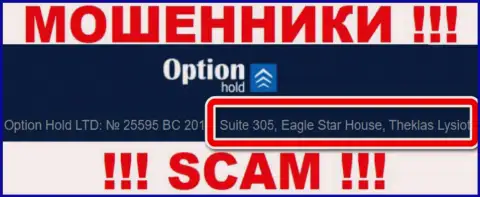 Офшорный адрес регистрации Option Hold - Suite 305, Eagle Star House, Theklas Lysioti, Cyprus, информация позаимствована с сайта компании