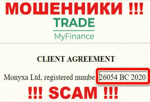 Регистрационный номер internet мошенников Trade My Finance (26054 BC 2020) не доказывает их порядочность