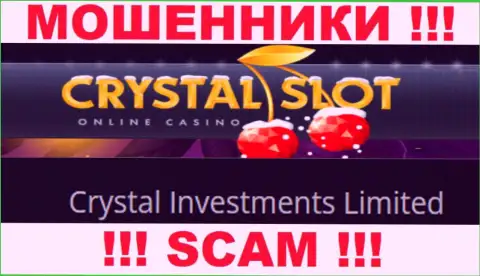Организация, владеющая мошенниками CrystalSlot Com - Кристал Инвестментс Лимитед