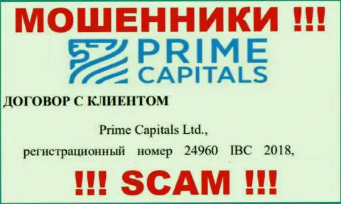 Prime Capitals Ltd - это организация, которая владеет интернет-ворюгами Prime Capitals