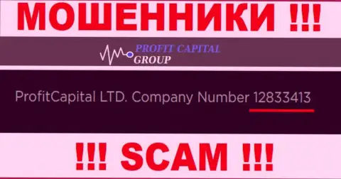 Номер регистрации Profit Capital Group, который указан мошенниками на их информационном сервисе: 12833413