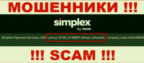 На веб-сайте конторы SimplexCc Com представлен ненастоящий адрес это ЛОХОТРОНЩИКИ !!!