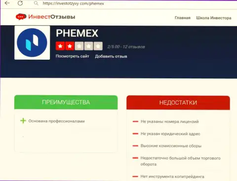 PhemEX - это МОШЕННИКИ !!! Условия для сотрудничества, как приманка для наивных людей - обзор манипуляций