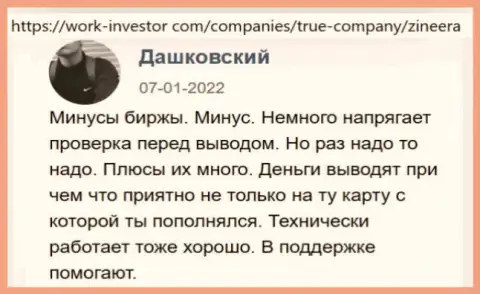 Зинейра Ком надежная биржевая площадка, мнение создателей отзывов, опубликованных на сайте Work-Investor Com