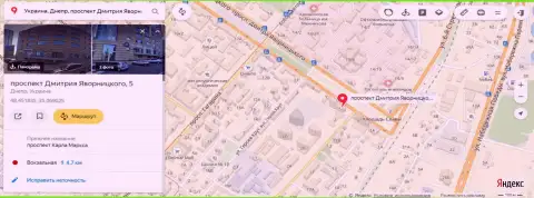 Предоставленный одним из работников 770Капитал Ком адрес базирования преступной форекс брокерской конторы на Yandex Maps