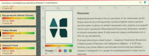 Информационный материал о фирме AcademyBusiness Ru на интернет-портале домотзывов ру
